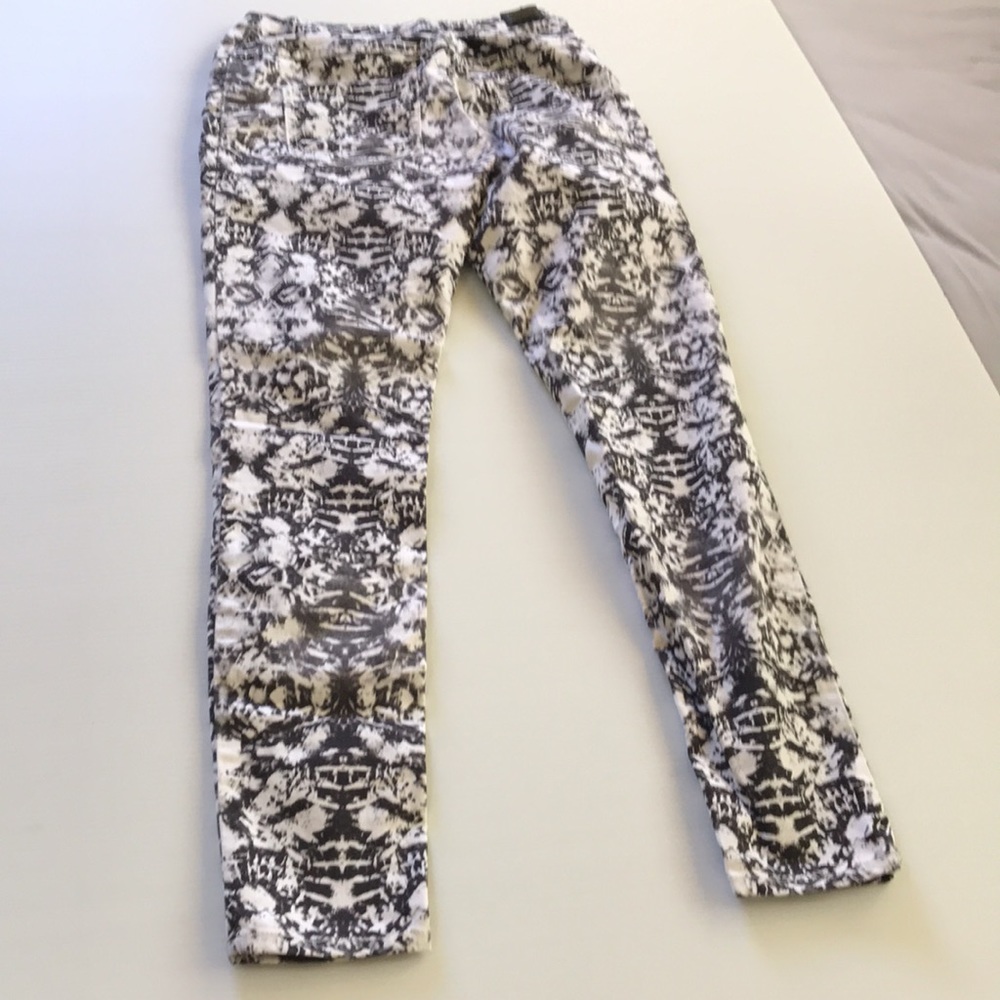 KOOKAI womens 38 high rise skinny stretch jeans black grey white zip front - Picture 15 of 16